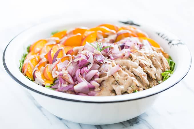 Healthy Summer Grilling: Rosemary Chicken & Peach Salad